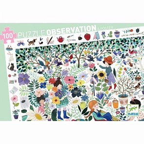 Пазлы на наблюдательность - Цветочный сад, 100 деталей (Djeco, 07507k)